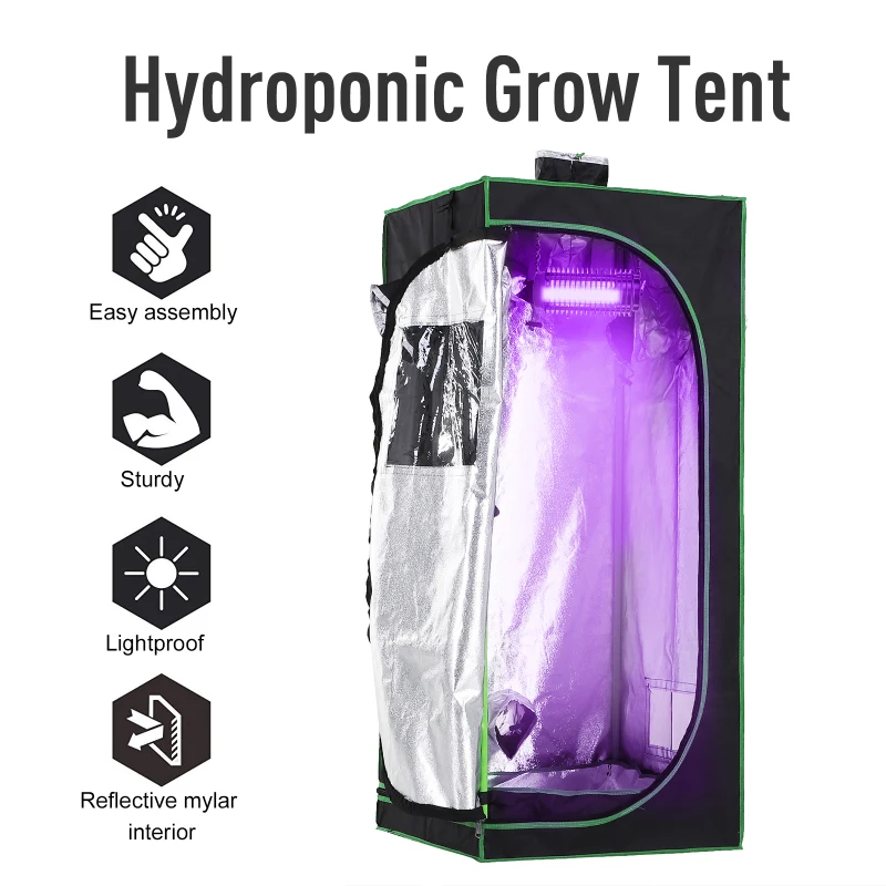 Best Grow Tent Reflective Mylar Hydroponic with Adjustable Vents and Floor Tray for Indoor Plant Growing, 60 x 60 x 140 cm (24.5" x 24.5" x 55") - Image 5