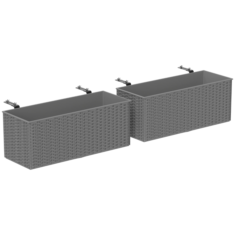 Best Set of Two Rattan-Effect Planters - Grey - Image 11