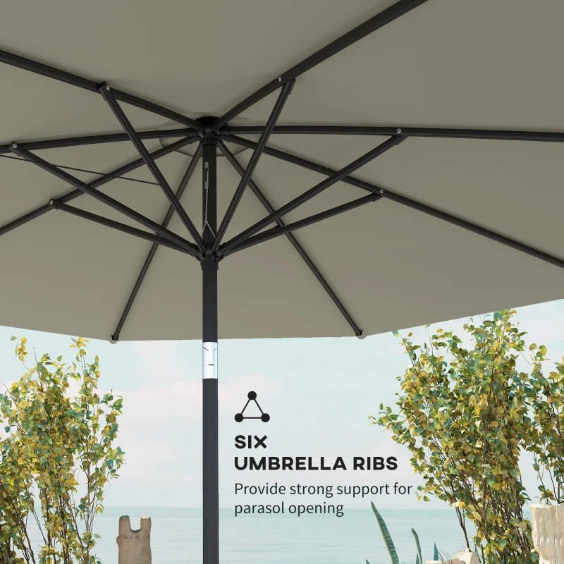 Best 2.6M Garden Parasol Umbrella with Tilt and Crank, Outdoor Sun Parasol Sunshade Shelter with Aluminium Frame, Light Grey - Image 8