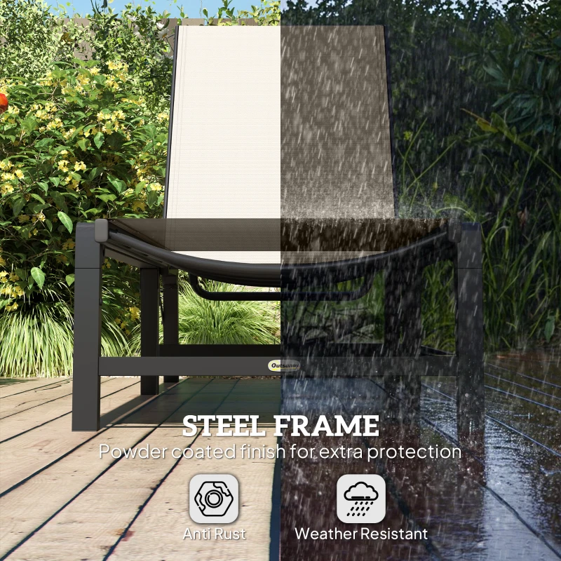 Best Folding Sun Lounger, 5-Position Adjustable Garden Chaise Lounge Sunbed, Steel Frame Reclining Chair for Beach, Porch, Patio, Camping, Khaki - Image 7