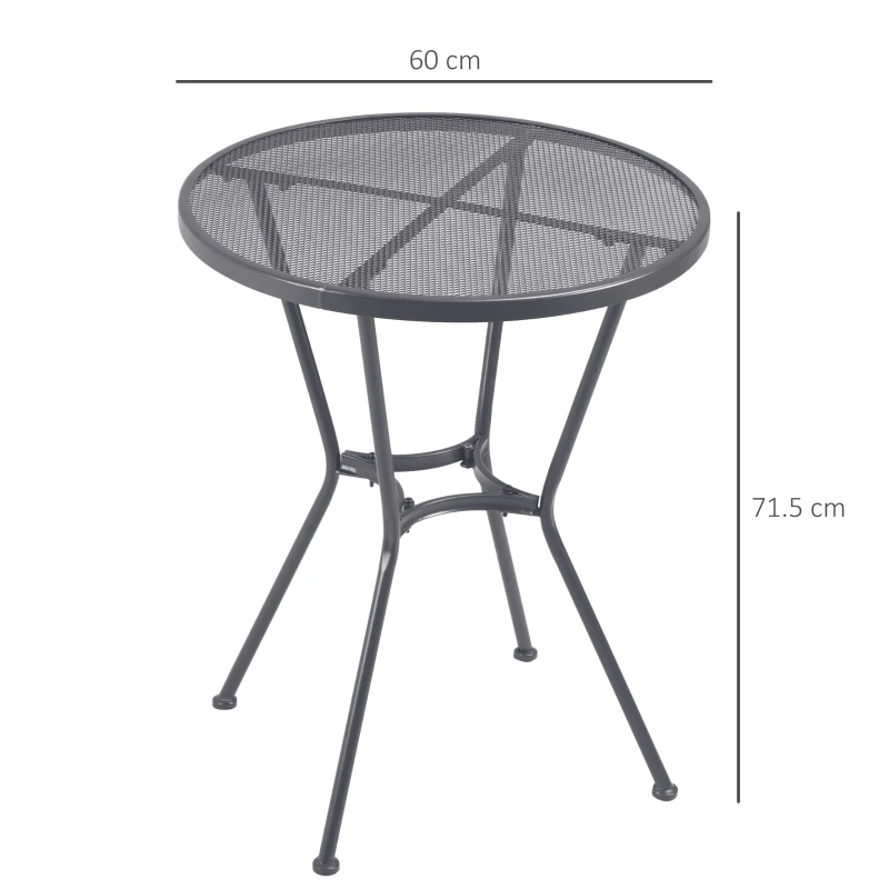 Best 60cm Round Garden Dining Table Metal Outside Bistro Table with Mesh Tabletop for Garden Balcony Deck, Dark grey - Image 3