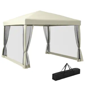 Best 3 x 3(m) Pop Up Gazebo with 4 Mesh Sides and Carry Bag, Height Adjustable Party Canopy Tent, Portable Garden Outdoor