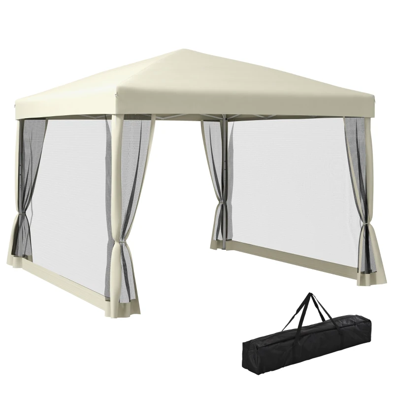 Best 3 x 3(m) Pop Up Gazebo with 4 Mesh Sides and Carry Bag, Height Adjustable Party Canopy Tent, Portable Garden Outdoor