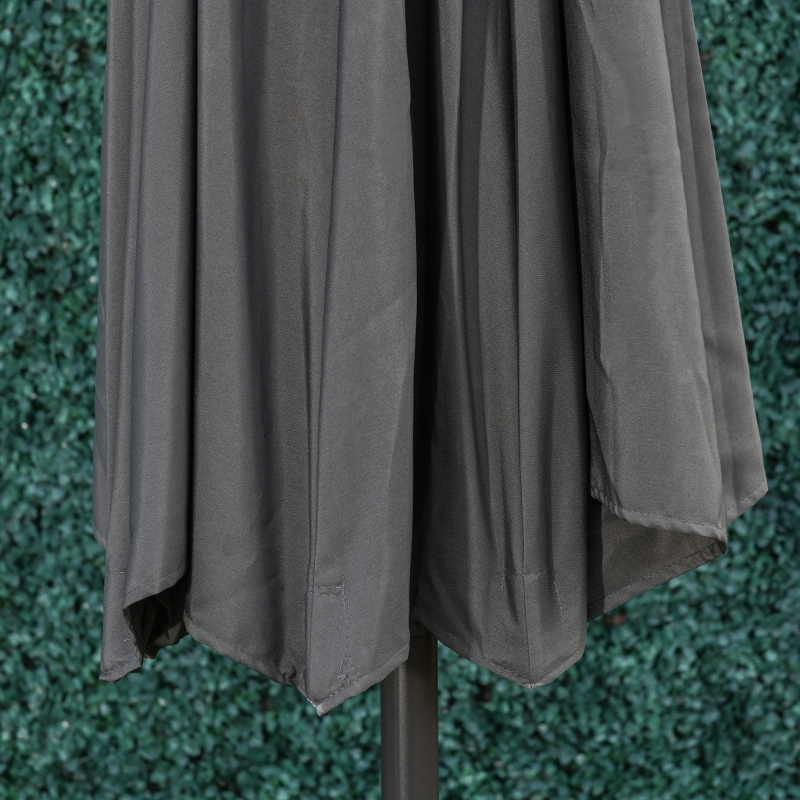 Best Φ2.7m Garden 24 LED Light Parasol Solar Outdoor Tilt Sun Umbrella Patio Club Party Event Manual Sun Shade w/ Hand Crank and 8 Ribs, Grey - Image 10