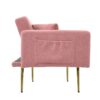 Convertible Sofa Bed with Adjustable Backrest, Gold Legs, Side Pockets, Sherpa Fabric Sleeper Sofa for Bedroom, 176L x 64W x 75H cm, Pink - Image 14