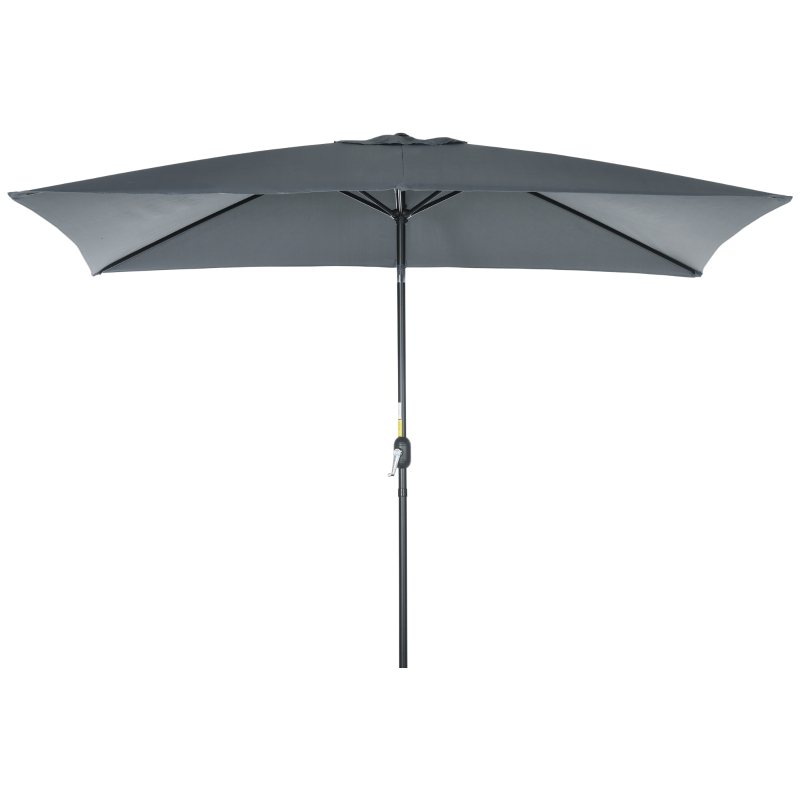 Best 3x2m Patio Parasol Garden Umbrellas Canopy with Aluminum Tilt Crank Rectangular Sun Shade Steel, Dark Grey - Image 11