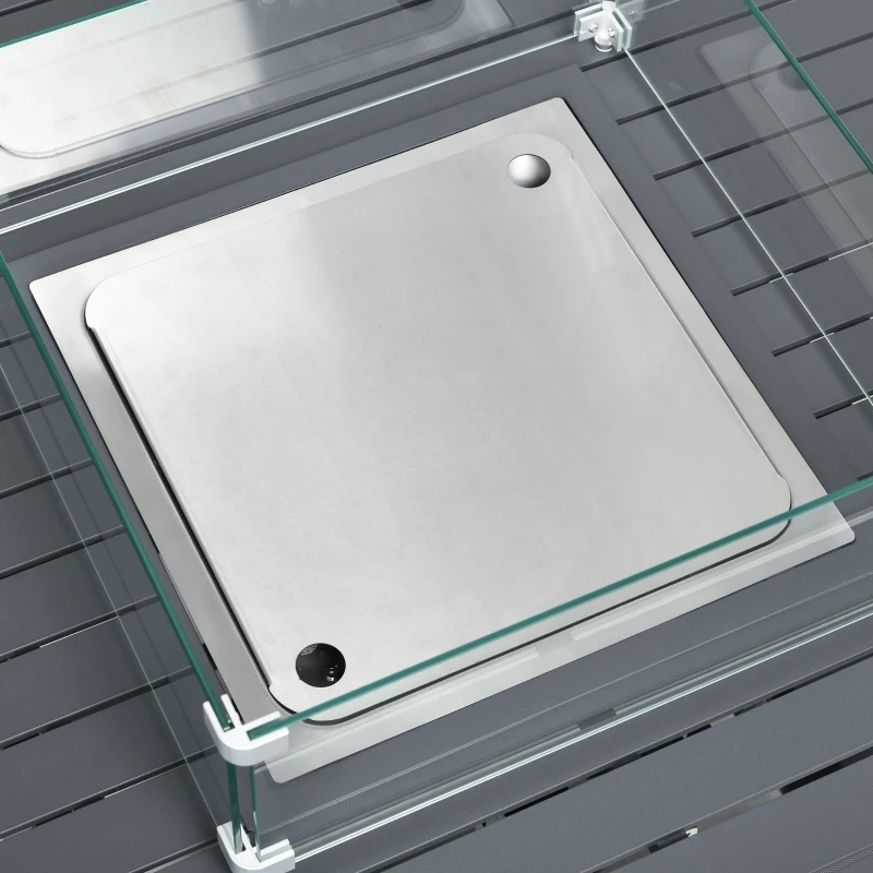 Best 6-Piece Aluminium Garden Furniture Set with Fire Pit Table, Outdoor Dining Sofa Set with Cushions, Loveseats and Footstools, Sectional Corner Conservatory Furniture for Patio, Grey - Image 8