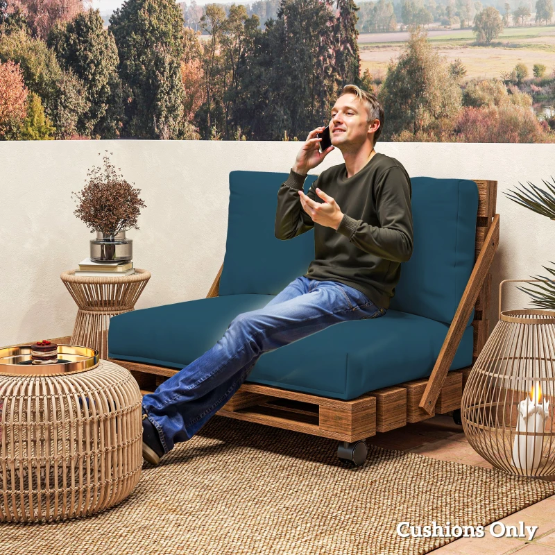 Best 2 Seater Pallet Furniture Cushions Pallet Cushions, UPF20+ 220gsm Fabric, 20 cm Thick Outdoor Seat Pads, Navy Blue - Image 7