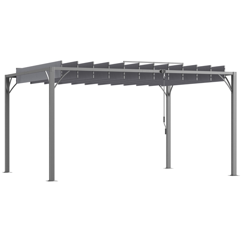 Best 4 x 3(m) Outdoor Pergola with Retractable Roof, Aluminium Louvered Patio Gazebo Canopy for Lawn Garden Patio, Grey - Image 10
