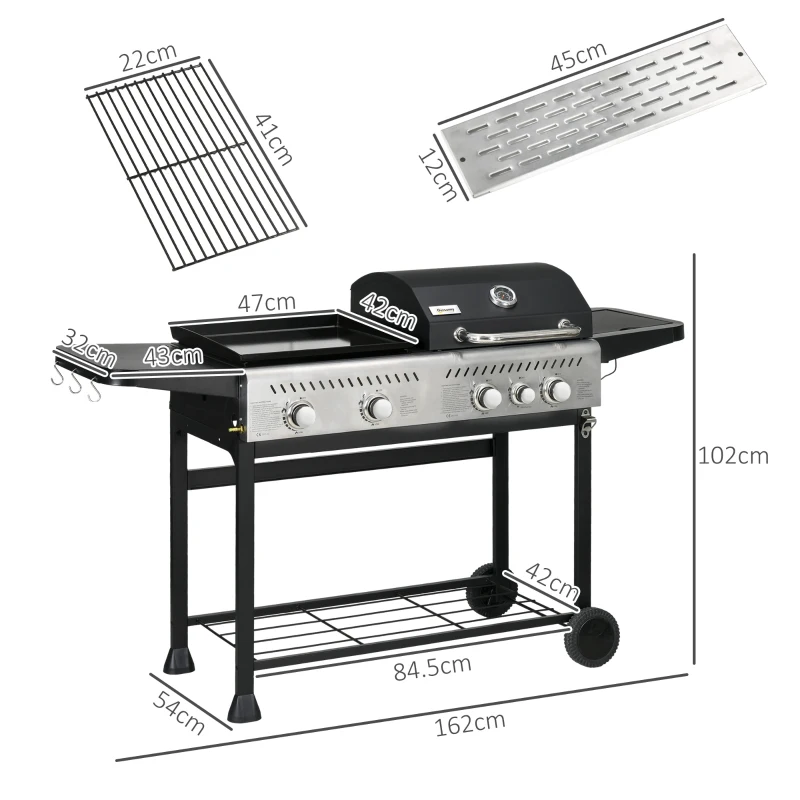 Best 15kW Deluxe Duo Gas BBQ, with Grill, Plancha and Side Burner - Black - Image 3