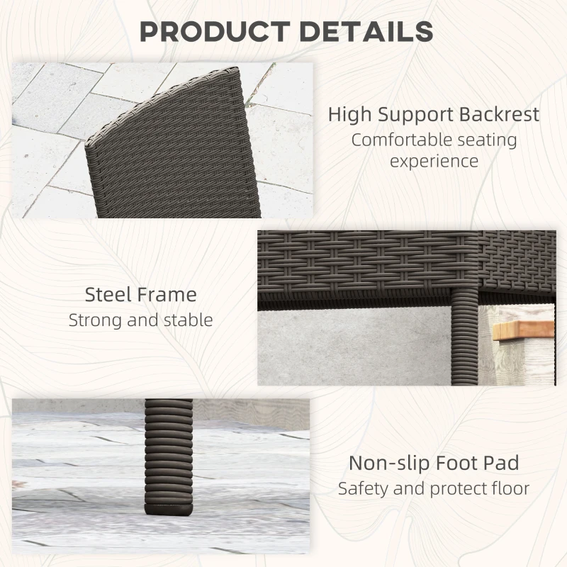 Best Set of Four Armless Rattan Garden Chairs - Dark Grey - Image 6