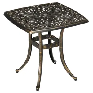 Best Outdoor Patio Side Table with 38mm Dia. Umbrella Hole, Cast Aluminium Patio coffee Table, 54 x 54cm, Bronze Tone
