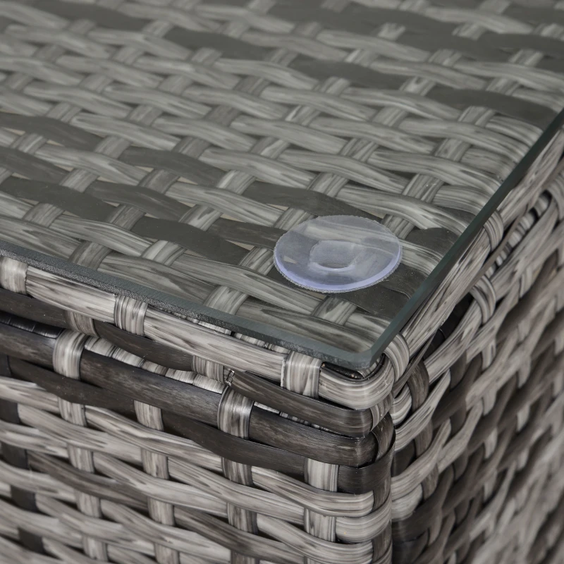 Best PE Rattan Garden Coffee Table, with Glass Table Top - Grey - Image 7
