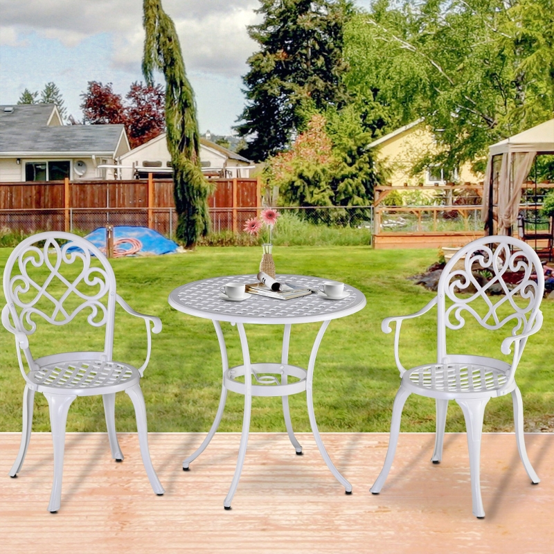 Best Three-Piece Elegant Aluminium Garden Set - White - Image 10