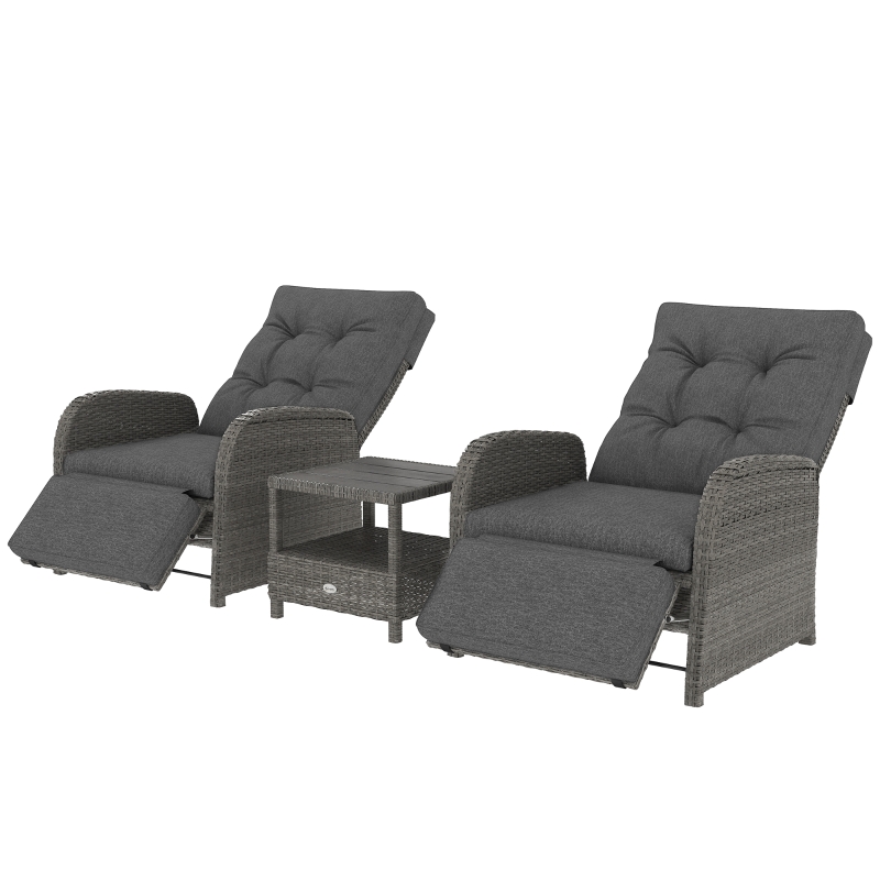 Best 2 Seater Patio Rattan Wicker Chaise Lounge Sofa Set w/ Cushion for Patio Garden Porch, Grey - Image 11