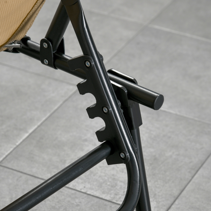 Best Portable Sun Lounger Set of 2, Folding Camping Bed Cot, Reclining Lounge Chair 5-position Adjustable Backrest with Side Pocket, Pillow for Patio Garden Beach Pool, Beige - Image 9