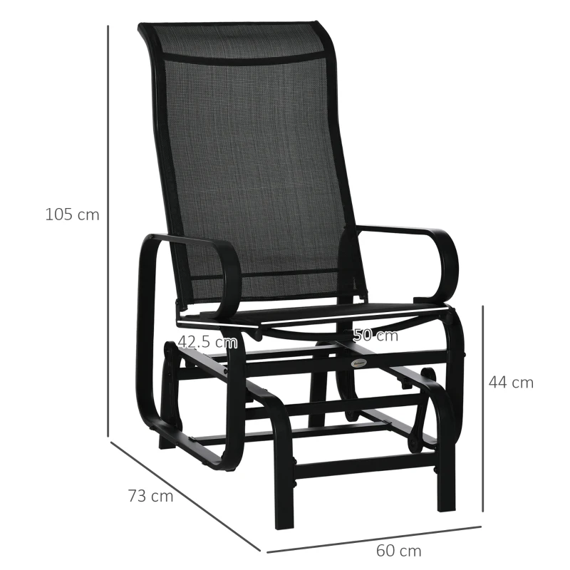 Best Outdoor Gliding Rocking Chair with Sturdy Metal Frame Garden Comfortable Swing Chair, Black - Image 3