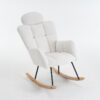 Teddy Fabric Rocking Chair with Tufted Upholstery, Padded Seat, Ergonomic Backrest, Ideal for Bedroom, Hallway, 102L x 70W x 105H cm, White - Image 9