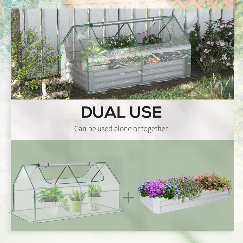 Best Raised Garden Bed with Greenhouse, Steel Planter Box with Plastic Cover, Roll Up Window, Dual Use for Flowers, Vegetables, Fruits and Herbs, 185L x 95W x 92H cm, Clear - Image 4