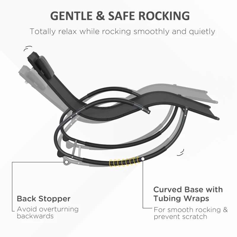 Best Steel Frame Zero Gravity Rocking Chair, with Pillow - Black - Image 5