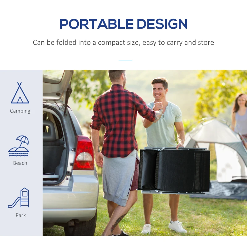 Best Sun Lounger Steel Frame Outdoor Folding Chaise Texteline Lounge Chair Recliner with Headrest & 7 Levels Adjustable Backrest, Black - Image 6