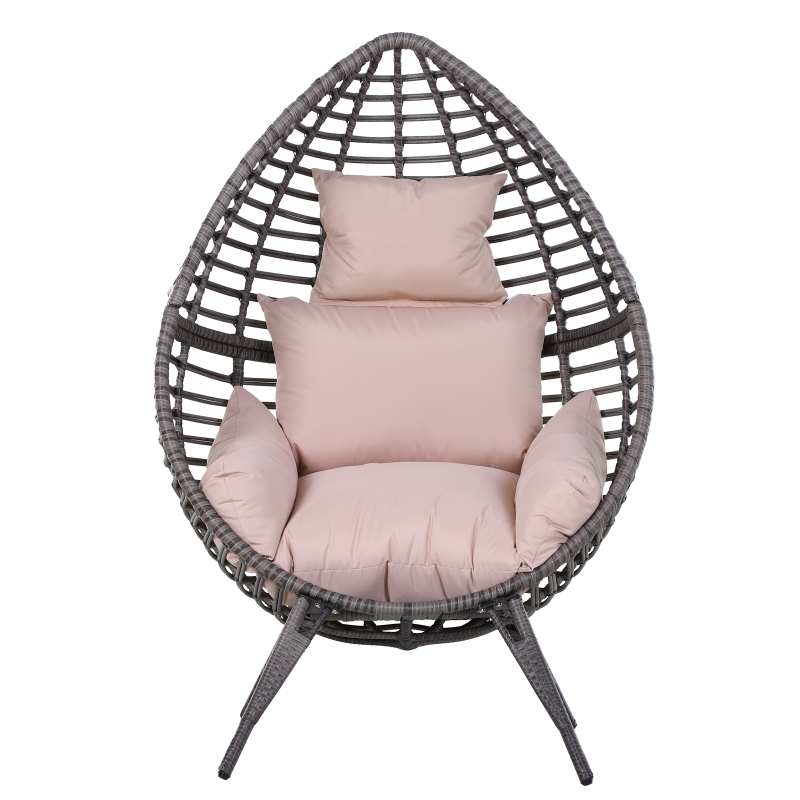 Best Garden Egg Chair, Teardrop Outdoor PE Rattan Chair with Full-body Soft Padded Cushion, Grey - Image 10