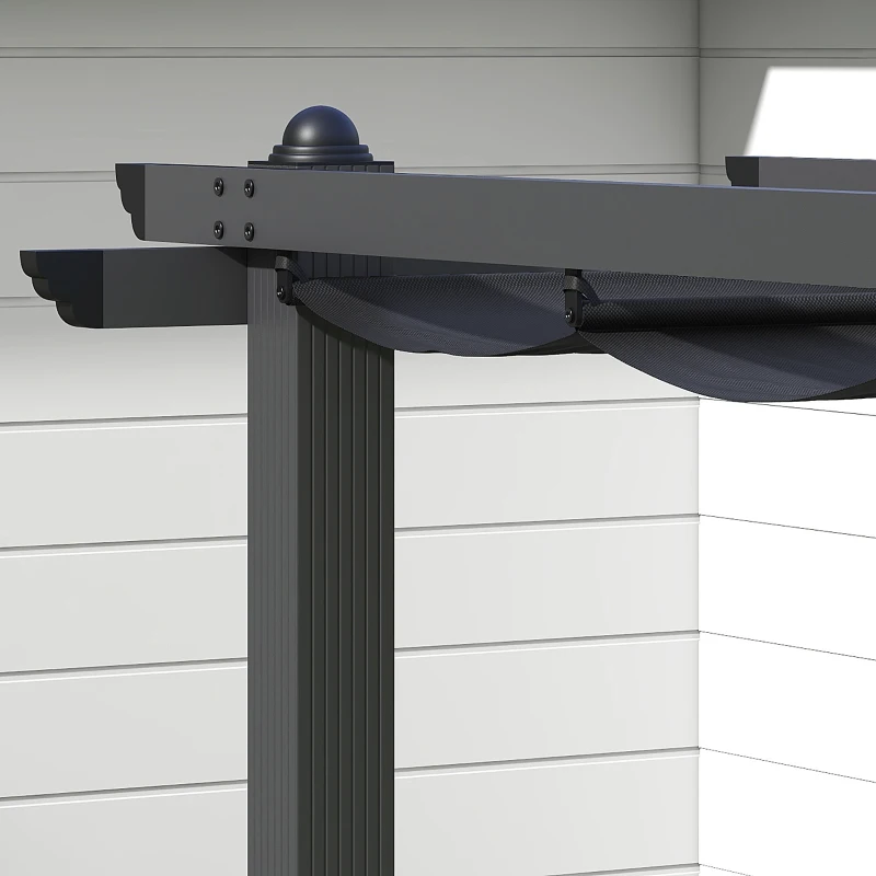 Best 3 x 3m Aluminium Pergola, with Retractable Roof - Dark Grey - Image 8