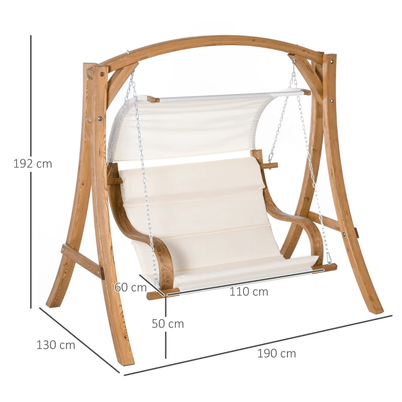Best Wooden Porch A-Frame Swing Chair With Canopy and Cushion for Patio Garden Yard - Image 3