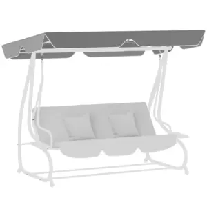 Best Garden Swing Canopy Replacement 3 Seater, Waterproof Garden Swing Seat Canopy Cover, Windproof Anti-UV Sun Shade (Canopy Only) for Patio, Balcony, Dark Grey