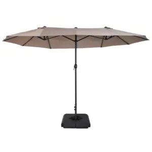 Best 4.6m Garden Parasol Double-Sided Sun Umbrella Patio Market Shelter Canopy Shade with Weight Base, Tan