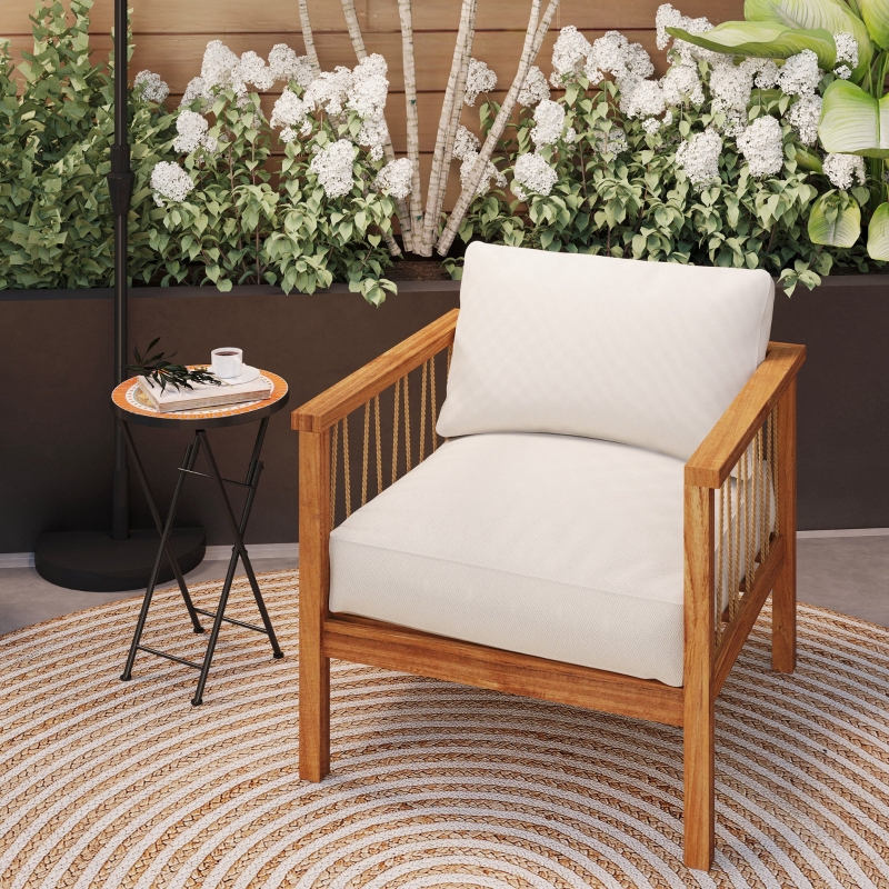 Best Mosaic Outdoor Garden Table, 35.5cm Round Folding Coffee Table with Metal Frame for Balcony Terrace, Orange - Image 9