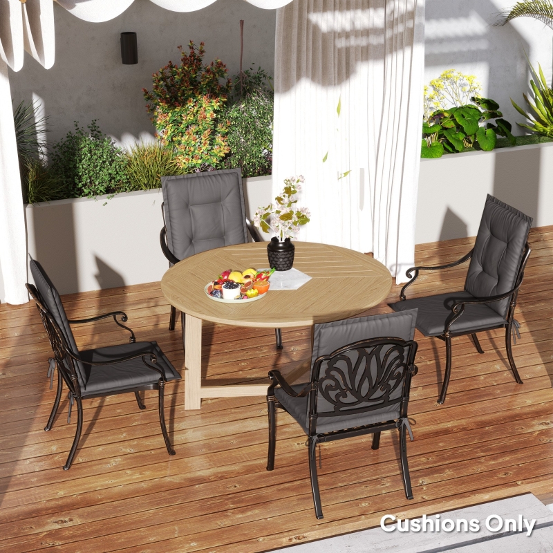 Best Set of Four Padded Garden Seat Cushions - Charcoal Grey - Image 10