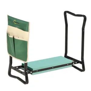 Best Steel Frame Padded Garden Kneeler, with Tool Bag - Green