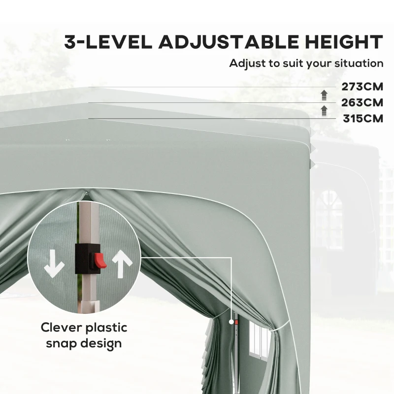 Best 3 x 3m Pop-Up Gazebo Shelter, with Accessories - Light Grey - Image 5