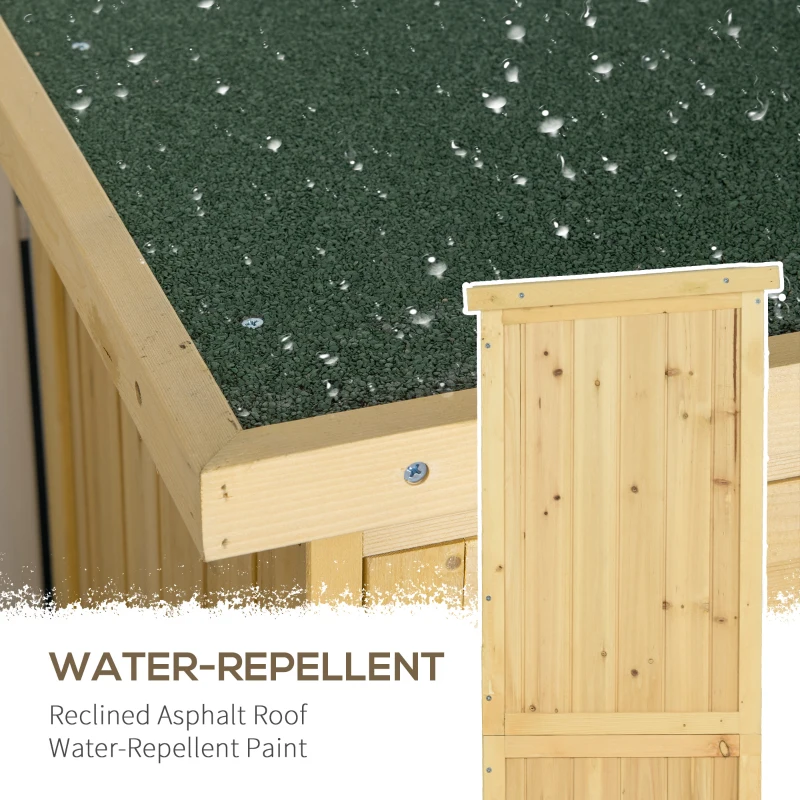 Best 87 x 47 x 160cm Wooden Garden Shed, Sheds & Outdoor Storage with Asphalt Roof and 2 Lockable Doors, Natural - Image 4