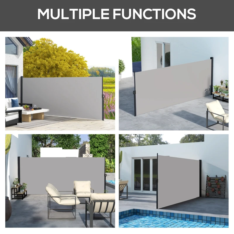 Best Retractable Side Awning, Outdoor Privacy Screen for Garden, Hot Tub, Balcony, Terrace, Pool, 400 x 180cm, Light Grey - Image 7