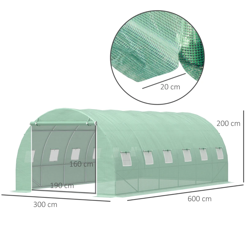 Best 6 x 3 x 2 m Polytunnel Greenhouse with Roll-up Door and 12 Mesh Windows, Walk-in Garden Tunnel Warm House Tent with UV-resistant PE Cover and Galvanised Steel Frame, Green - Image 3