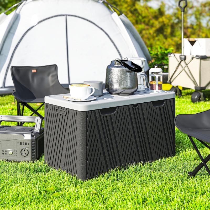 Best 380L Waterproof Outdoor Storage Box, with Lockable Lid - Black - Image 9