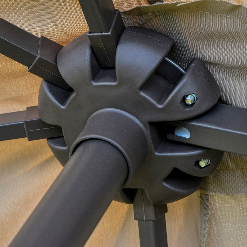 Best 4.6M Sun Umbrella Canopy Double-sided Crank Sun Shade w/ Cross Base Khaki - Image 9