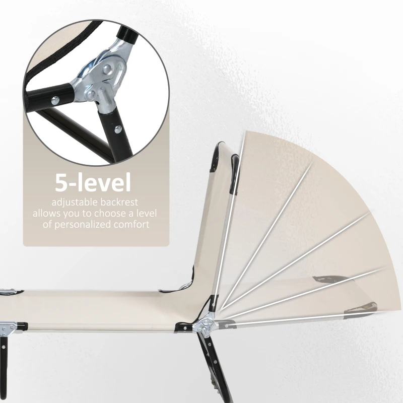 Best Garden Sun Lounger, with Five-Position Back - Cream White - Image 4