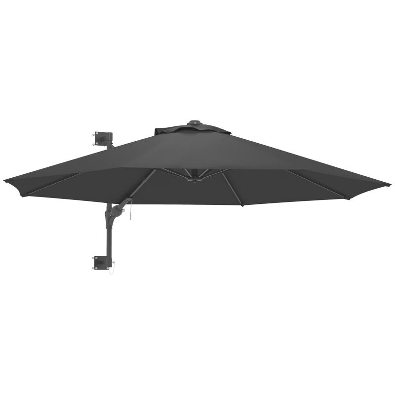 Best 3m Wall-Mounted Parasol Shade, with Handle - Grey - Image 11