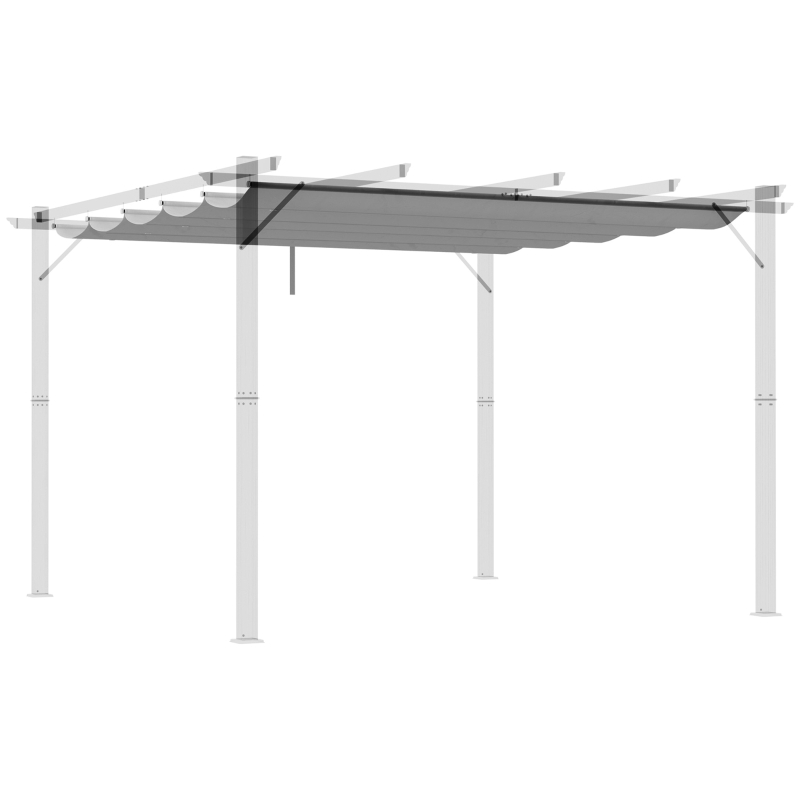Best Retractable Pergola Shade Cover, Replacement Canopy Fabric for 3 x 3 (m) Pergola, Gazebo Retractable Roof, Light Grey