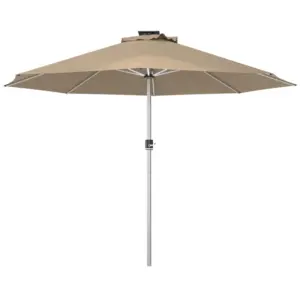 Best 3m Parasol, with Solar-Powered LED Lights - Khaki