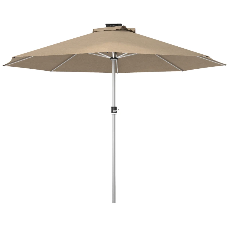 Best 3m Parasol, with Solar-Powered LED Lights - Khaki