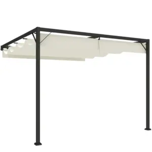 Best 3 x 3(m) Outdoor Pergola with Retractable Canopy -Cream White