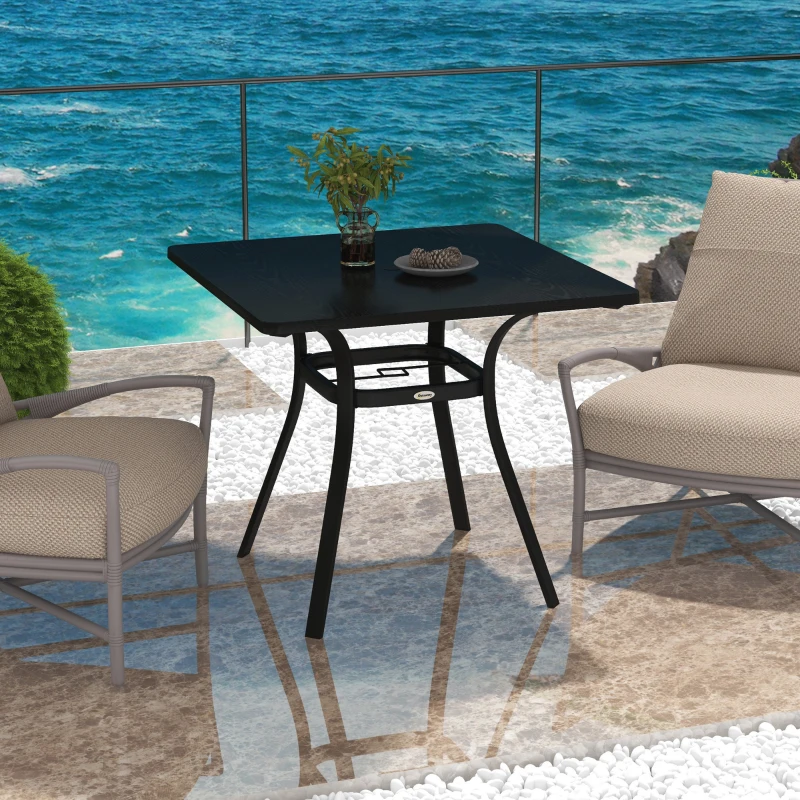 Best Four-Seater Steel Garden Table, with Φ40mm Parasol Hole - Black - Image 8