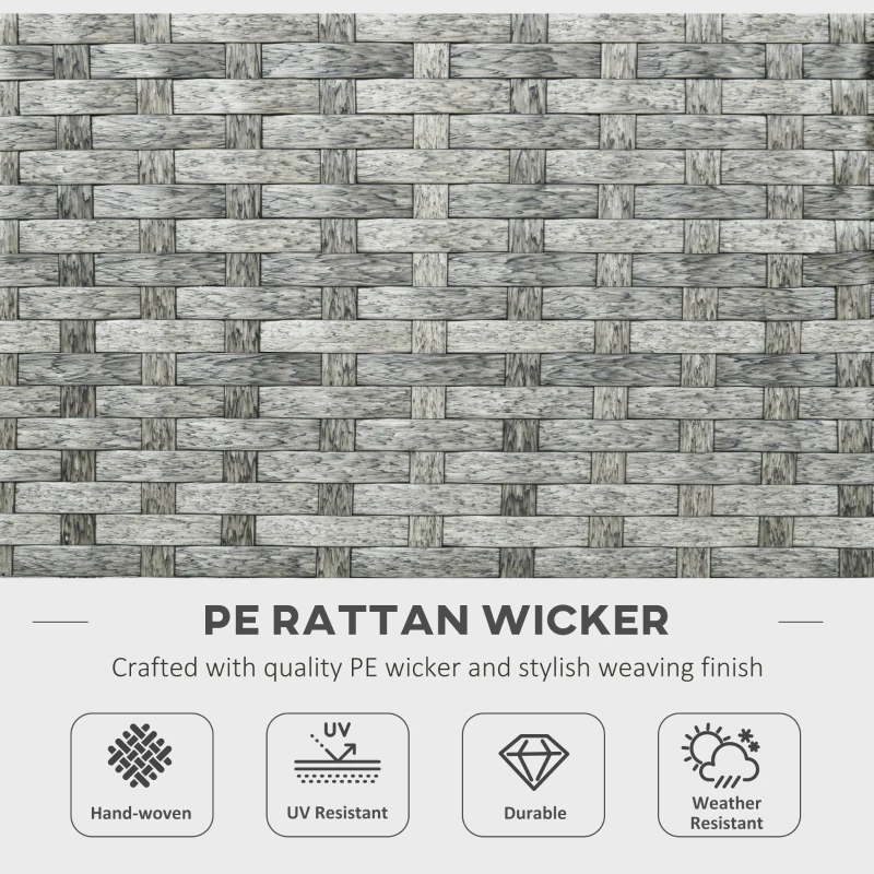 Best 6 Seater Rattan Garden Furniture Set, Gas Fire Pit Table, Wicker Loveseat, 2 Armchairs and 2 Footstools, 6 Piece Patio Rattan furniture Sofa Sets with Cushions for Conservatory, Grey - Image 7