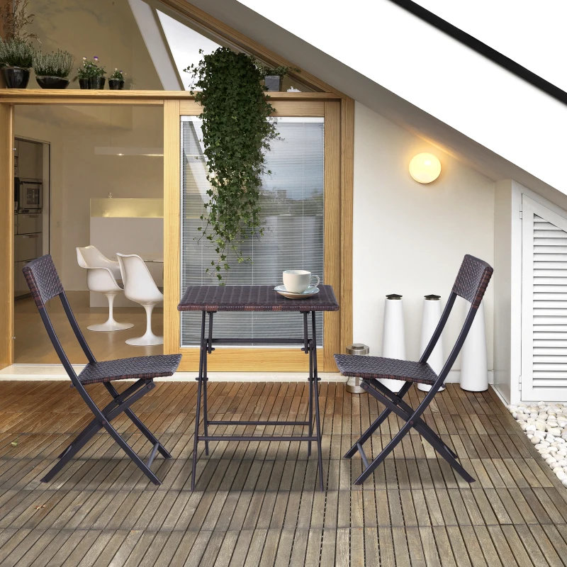 Best 2-Seater Rattan Bistro Set: 1 x table, 2 x chairs-Brown - Image 7