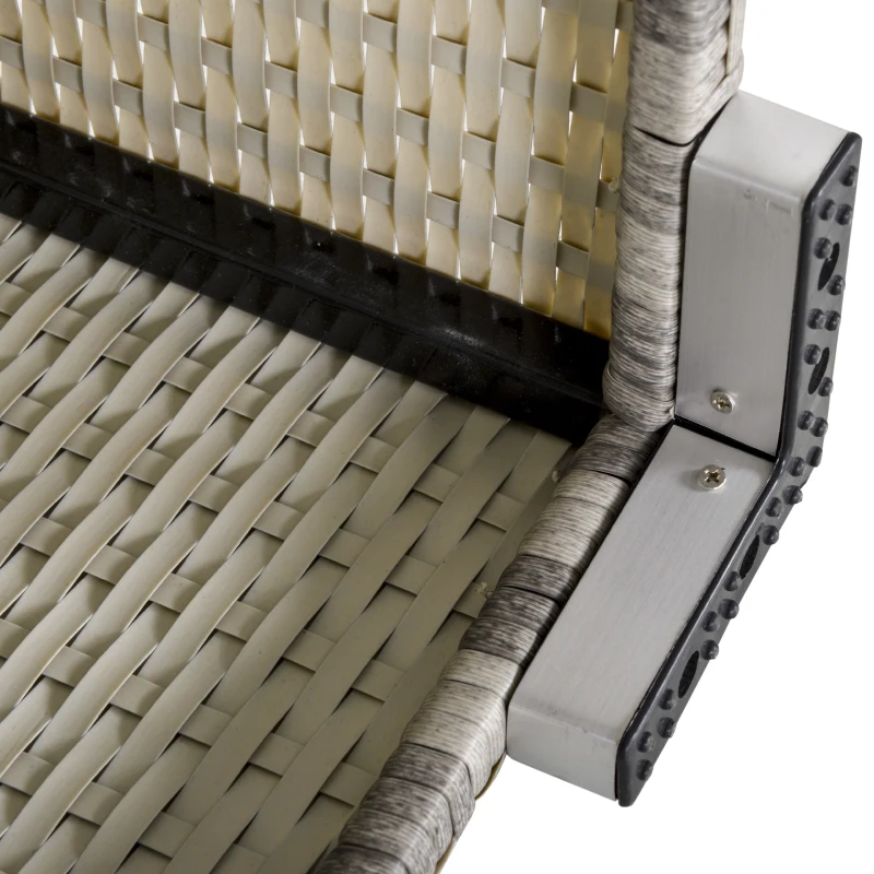 Best Outdoor PE Rattan Furniture with Cushions, Garden Armless Chair with Adjustable Footpads and Back Support Cushion, for Garden, Yard, Terrace, Light Grey - Image 7