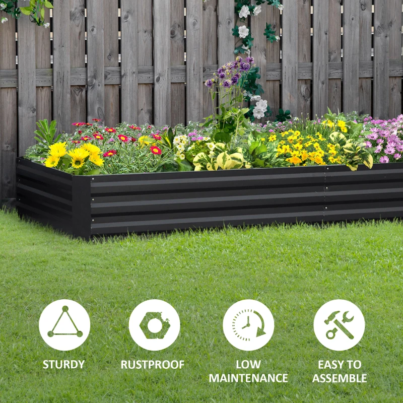 Best Metal Raised Garden Bed Planter Box Outdoor Planters for Growing Flowers, Herbs, Grey, 241x90.5x30cm - Image 6
